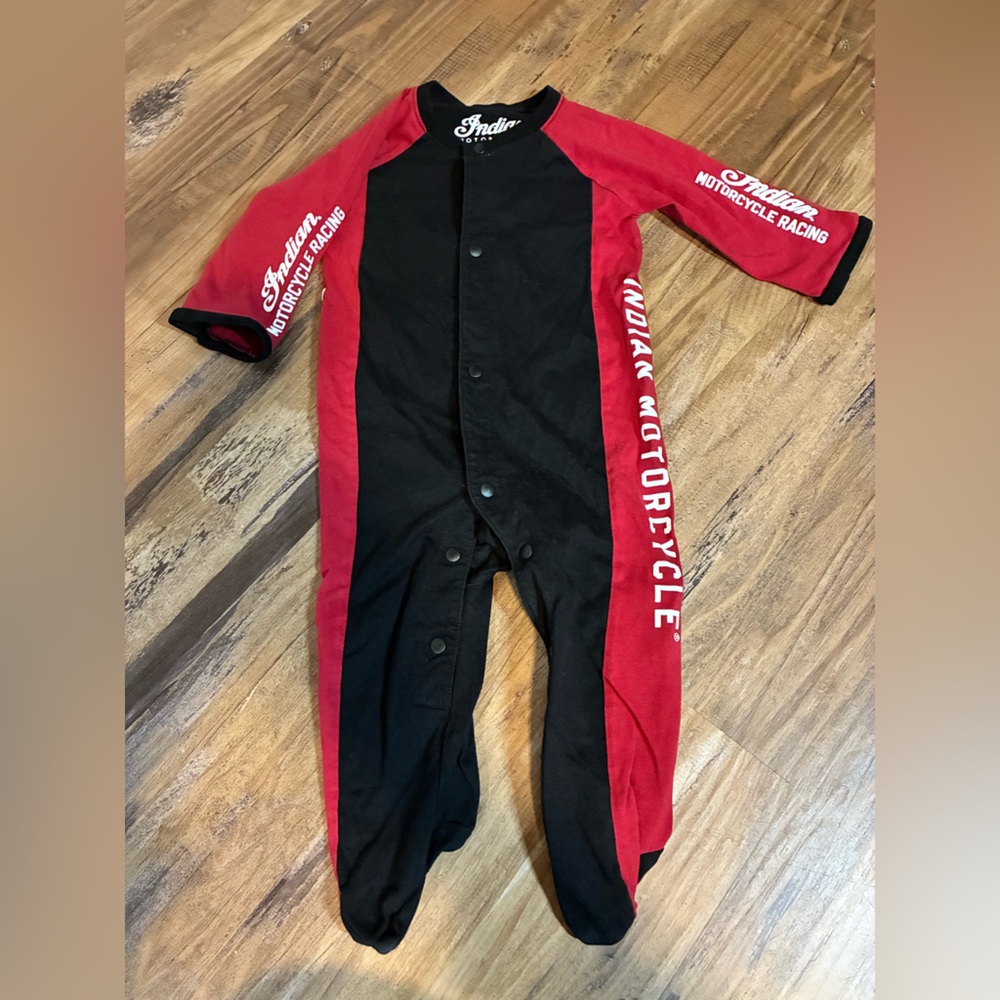 Indian Motorcycle Racing baby 6-13 months One Piece Red Black Biker Outfit Rider